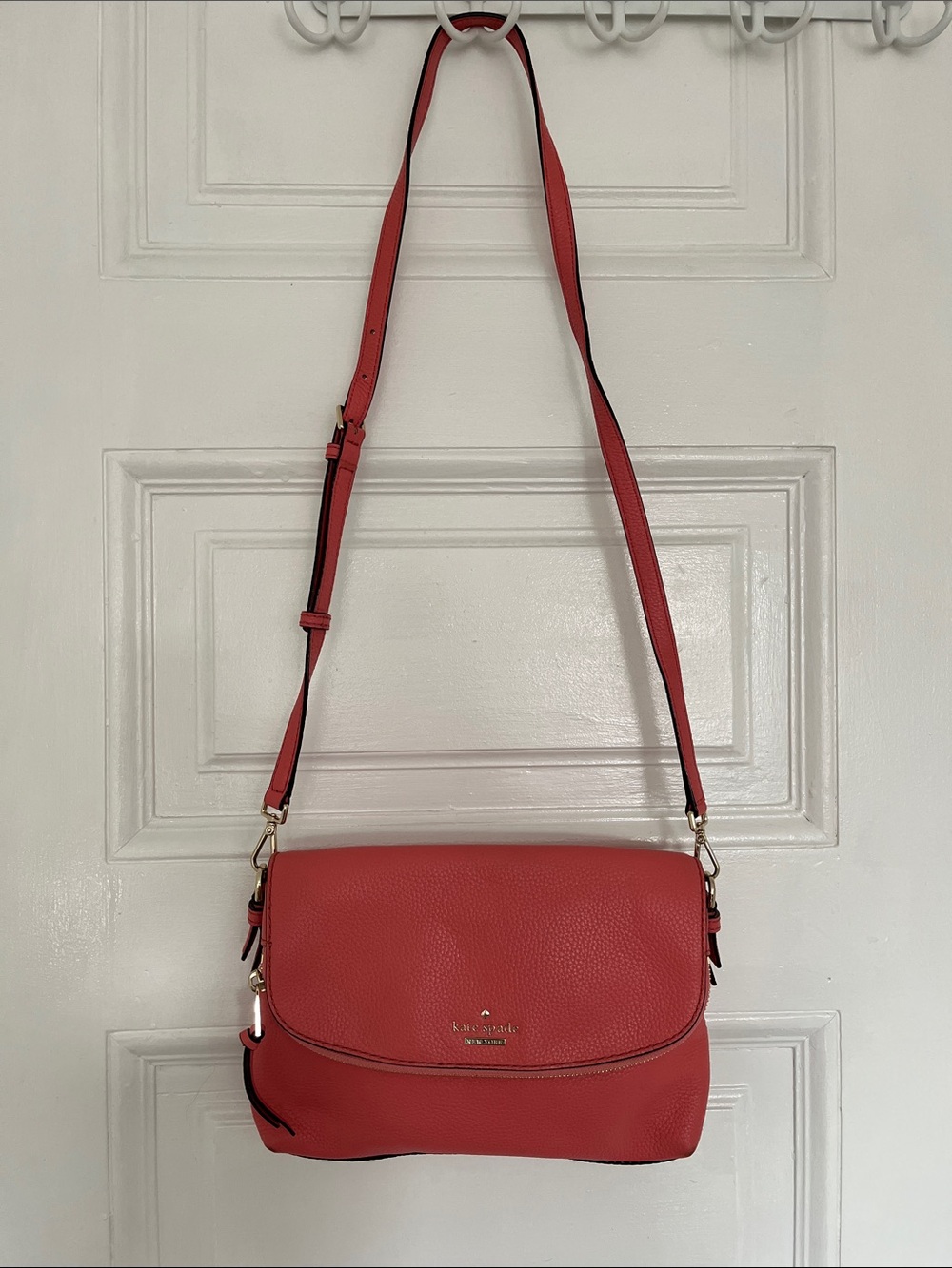 Kate Spade Coral PInk Pebbled Leather Crossbody Bag